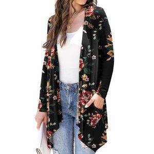 Womens Floral Cardigan With Pockets Small Lightweight Sweater Fall Fashion Trend